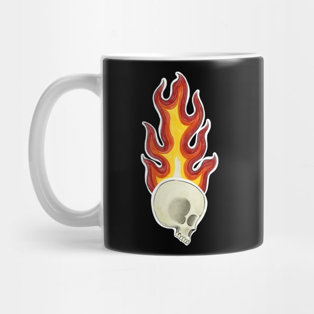 Human Skull on Fire by Metal Tea